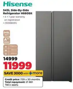 HiFi Corp Hisense 543L Side-By-Side Refrigerator H680Sit offer