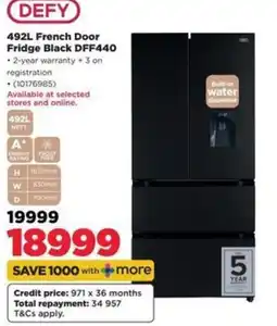 HiFi Corp DEFY 492L French Door Fridge Black offer
