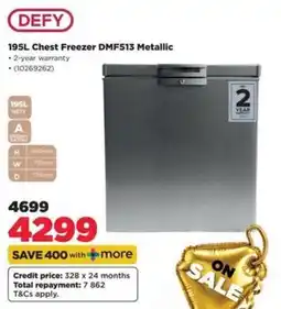 HiFi Corp DEFY 195L Chest Freezer DMF513 Metallic offer