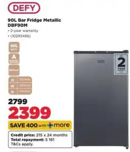 HiFi Corp DEFY 90L Bar Fridge Metallic offer