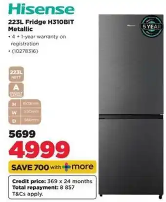 Hisense 223L Fridge H310BIT Metallic