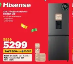 HiFi Corp Hisense Fridge Freezer Inox H310BIT-WD offer