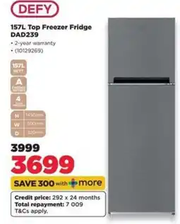 HiFi Corp DEFY 157L Top Freezer Fridge DAD239 offer