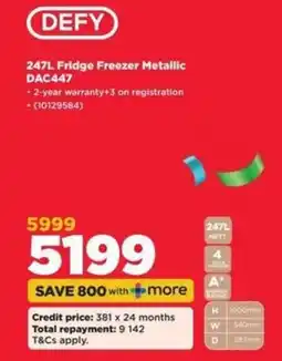HiFi Corp DEFY 247L Fridge Freezer Metallic offer
