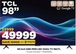 HiFi Corp TCL 98" SQD-MINI LED 144Hz TV 98C7L offer