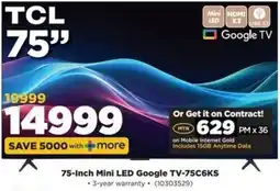 HiFi Corp 75-Inch Mini LED Google TV-75C6KS offer