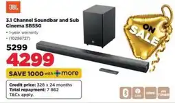 HiFi Corp JBL 3.1 Channel Soundbar and Sub Cinema SB550 offer
