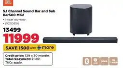 HiFi Corp JBL 5.1 Channel Sound Bar and Sub Bar500 MK2 offer