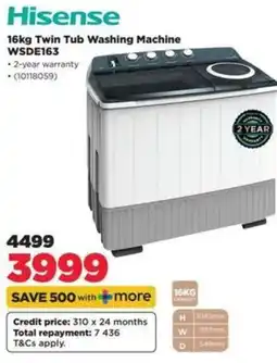 HiFi Corp Hisense 16kg Twin Tub Washing Machine offer