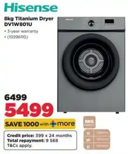 HiFi Corp Hisense 8kg Titanium Dryer offer
