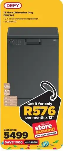 HiFi Corp Defy 13 Place Dishwasher Grey offer