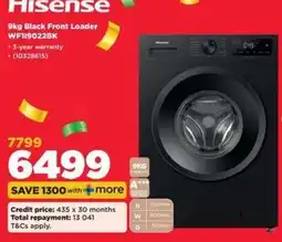 HiFi Corp Hisense 9kg Black Front Loader offer