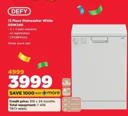 HiFi Corp DEFY 13 Place Dishwasher White offer
