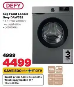 HiFi Corp DEFY 6kg Front Loader Grey DAW392 offer