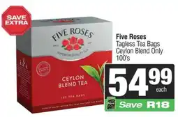 Spar Five roses - tagless tea bags ceylon blend offer