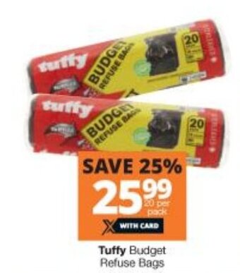 Checkers Tuffy Budget Refuse Bags 20 per pack offer