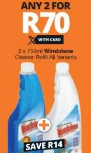 Checkers Windolene Cleaner Refill All Variants 2x750ml offer