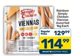 Pick n Pay Rainbow Simply Chicken Viennas Assorted 1kg Each offer