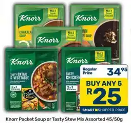 Pick n Pay Knorr Packet Soup or Tasty Stew Mix Assorted 45/50g offer
