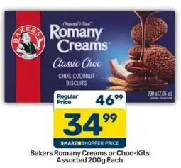 Pick n Pay Bakers Romany Creams or Choc-Kits Assorted 200g Each offer