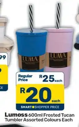 Pick n Pay Lumoss 600ml Frosted Tucan Tumbler Assorted Colours Each offer
