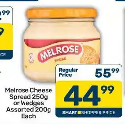 Pick n Pay Melrose Cheese Spread 250g or Wedges Assorted 200g Each offer