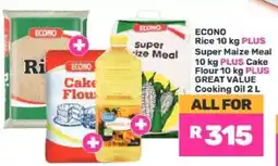 Game ECONO Rice, Super Maize Meal, Cake Flour, GREAT VALUE Cooking Oil offer