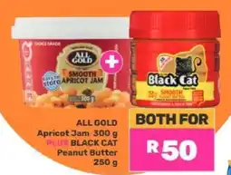 Game All Gold Apricot Jam 300g PLUS Black Cat Peanut Butter 250g offer