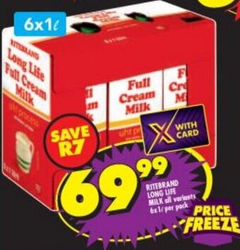 Shoprite Ritebrand Long Life Milk All Variants 6x1L offer