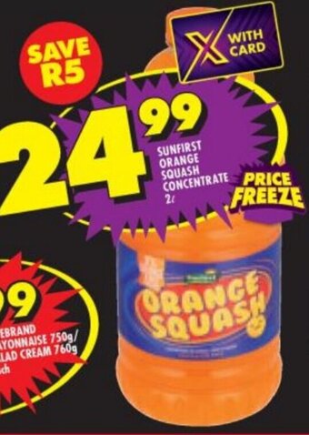 Shoprite Sunfirst Orange Squash Concentrate 2L offer
