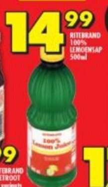 Shoprite Ritebrand 100% Lemon Juice 500ml offer