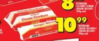 Shoprite Ritebrand Cream Crackers/Ginger Biscuits 200g offer