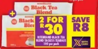 Shoprite Ritebrand Black Blend Tagless Teabags 2x100 per pack offer