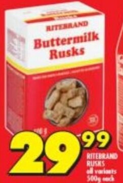 Ritebrand Buttermilk Rusks All Variants 500g