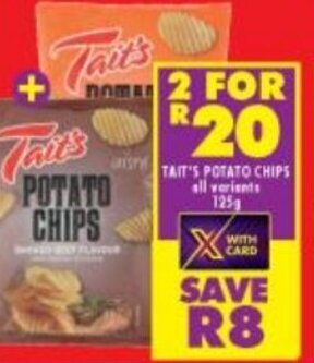 Shoprite Tait's Potato Chips All Variants 2x125g offer