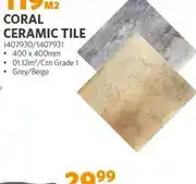 BUCO Coral Ceramic Tile 400 x 400mm Grey/Beige offer