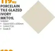 BUCO Porcelain Tile Glazed Ivory MKT01L 600 x 600mm offer