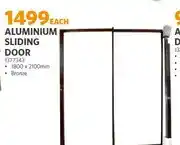BUCO Aluminium Sliding Door 1800 x 2100mm Bronze offer