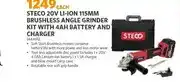BUCO Steco 20V Li-Ion 115mm Brushless Angle Grinder Kit with 4Ah Battery and Charger offer