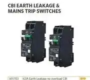 BUCO CBI Earth Leakage & Mains Trip Switches - 63A Earth Leakage no overload CBI offer