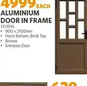 BUCO Aluminium Door in Frame 900 x 2100mm Bronze offer