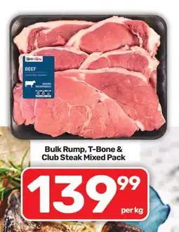 Pick n Pay Hypermarket Pick n Pay BEEF Bulk Rump, T-Bone & Club Steak Mixed Pack offer