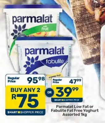 Parmalat Low Fat or Fabulite Fat Free Yoghurt Assorted