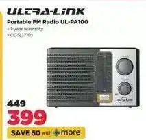 HiFi Corp ULTRA-LINK Portable FM Radio UL-PA100 offer