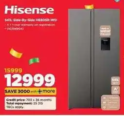 HiFi Corp Hisense 541L Side-By-Side H680Sia-WD offer