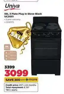 HiFi Corp Univa 58L 3 Plate Plug In Stove Black UC3051 offer
