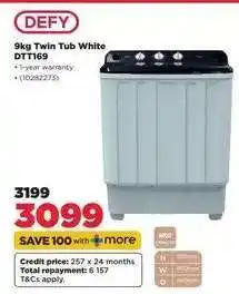 HiFi Corp DEFY 9KG Twin Tub White DTT169 offer