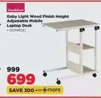 HiFi Corp Gaby Light Wood Finish Height Adjustable Mobile Laptop Desk offer
