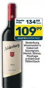 Pick n Pay Nederburg - winemaster's cabernet sauvignon, merlot, shiraz, pinotage or edelrood offer