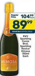 Pick n Pay Kwv - sparkling cuvee brut, sparkling rosé or mimosa offer